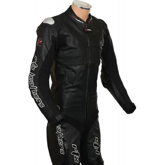 RTX Panther Black Sports Biker Race Leather One Piece Suit