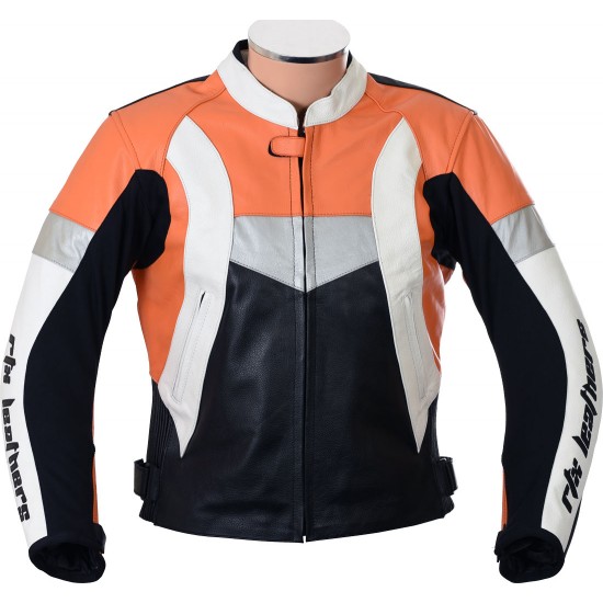 RTX Violator Orange Leather Biker Jacket