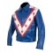 Evel Knievel Special Wembley Blue Leather Biker Jacket