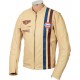 Steve McQueen GULF Heuer Firestone Cream Leather Armoured Biker Jacket
