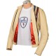 Steve McQueen GULF Heuer Firestone Cream Leather Armoured Biker Jacket