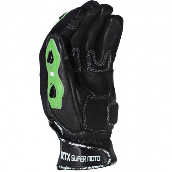 RTX MotoX Green Pro Motocross Leather Gloves
