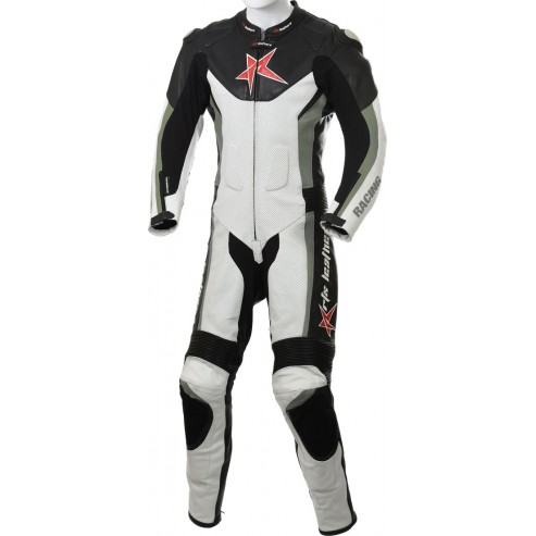 RTX Grey Arbiter Sports Biker One Piece Leather Suit RTX Grey Arbiter Sports Biker One Piece Leather Suit