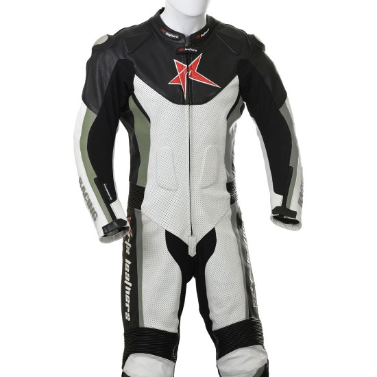 RTX Grey Arbiter Sports Biker One Piece Leather Suit