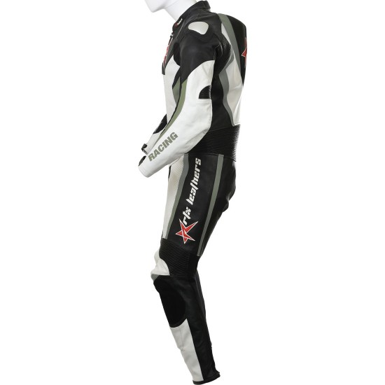 RTX Grey Arbiter Sports Biker One Piece Leather Suit
