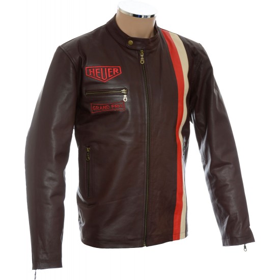 Steve McQueen Heuer Grand Prix Quilted Brown Leather Jacket