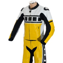 Leguna Seca Yellow Leather 2Pc Biker Suit 