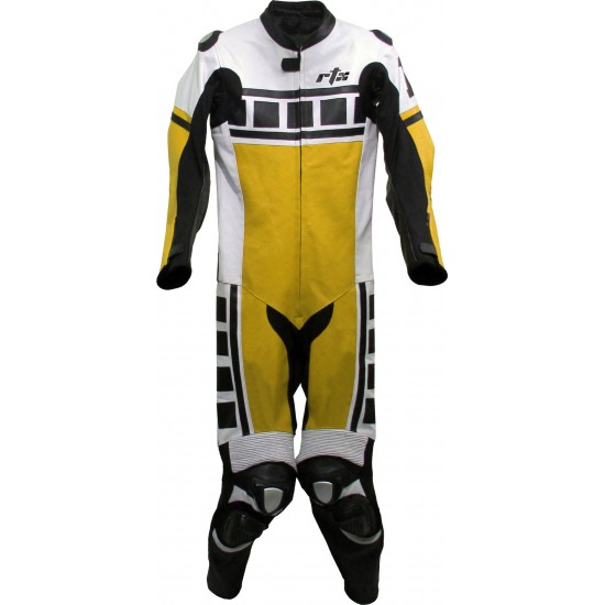 Leguna Seca Yellow Leather One Piece Biker Suit 