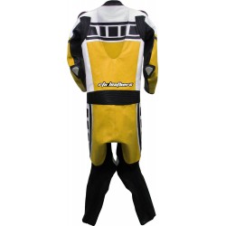 Leguna Seca Yellow Leather One Piece Biker Suit 