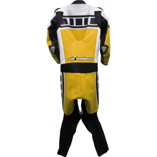 Leguna Seca Yellow Leather One Piece Biker Suit 