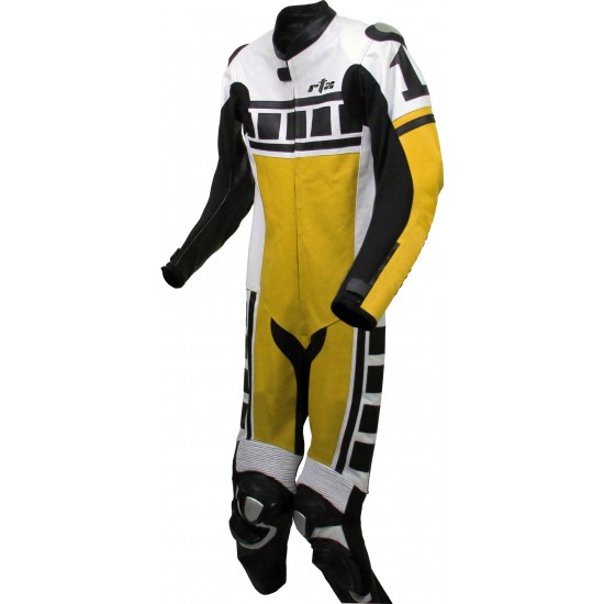 Leguna Seca Yellow Leather One Piece Biker Suit 