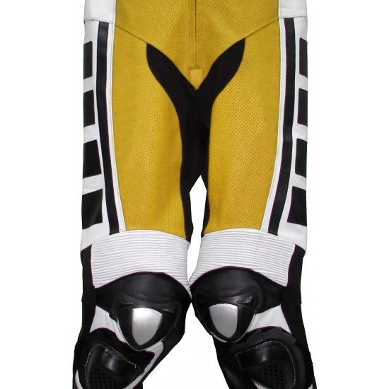 Leguna Seca Yellow Leather One Piece Biker Suit 