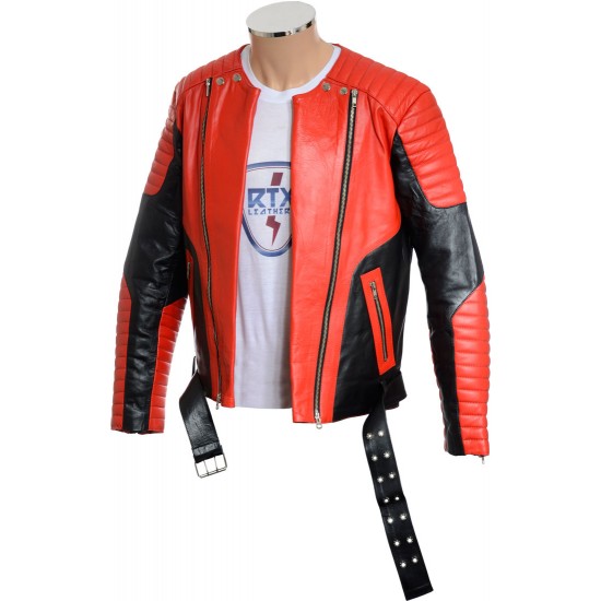 Red HM Leather Biker Jacket