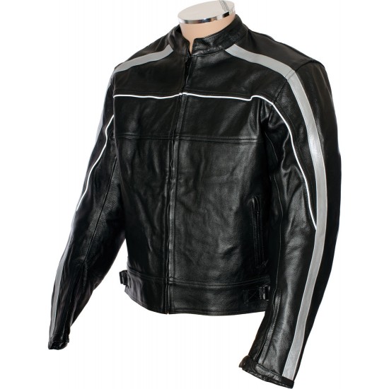 RTX Vintage Retro Classic Black Leather Motorcycle Jacket 