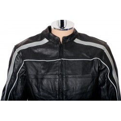 RTX Vintage Retro Classic Black Leather Motorcycle Jacket 