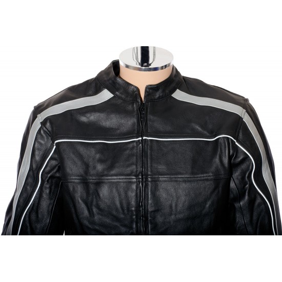 RTX Vintage Retro Classic Black Leather Motorcycle Jacket 