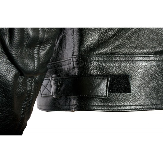 RTX Vintage Retro Classic Black Leather Motorcycle Jacket 