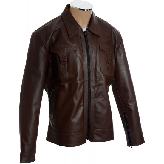 Rogue Drifter Brown Leather Biker Jacket