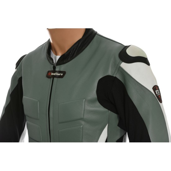 RTX Akira Grey Leather Motorcycle Jacket