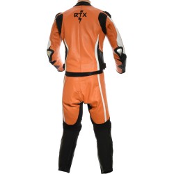 RTX Akira Orange CE Leather 2 Piece Biker Suit