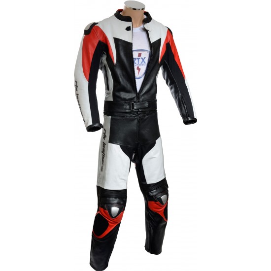 RTX Assassin Red Black Motorcycle Leather 2 Piece Suit