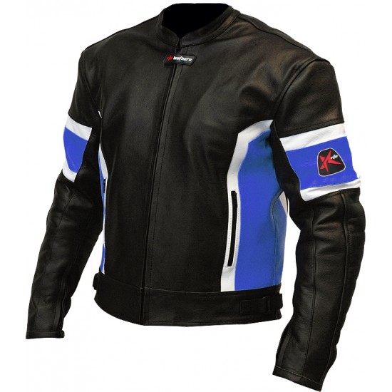 RTX Dark Knight Blue Cruiser Leather Biker Jacket