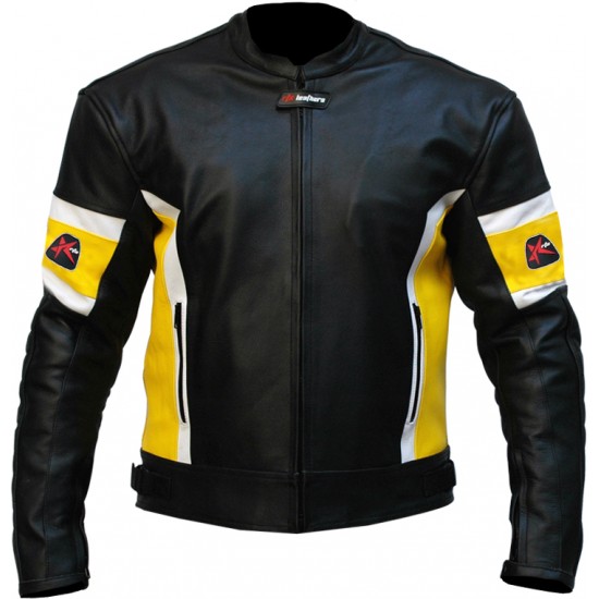 RTX Dark Knight Yellow Cruiser Leather Biker Jacket