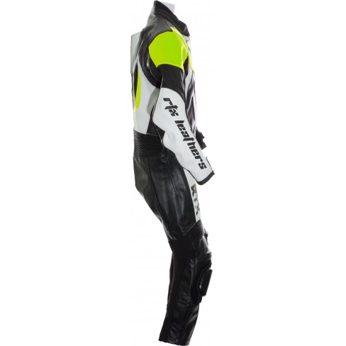 Mini Moto Junior Fluorescent Yellow Biker Leather Suit