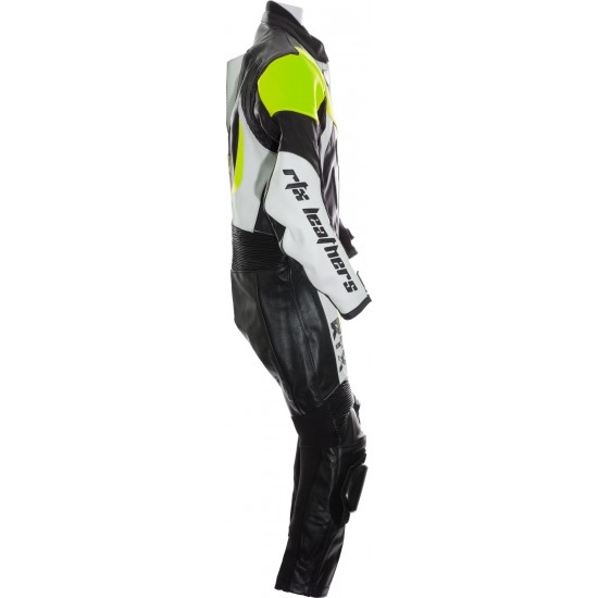 Mini Moto Junior Fluorescent Yellow Biker Leather Suit