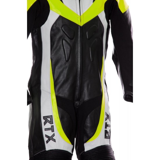 Mini Moto Junior Fluorescent Yellow Biker Leather Suit