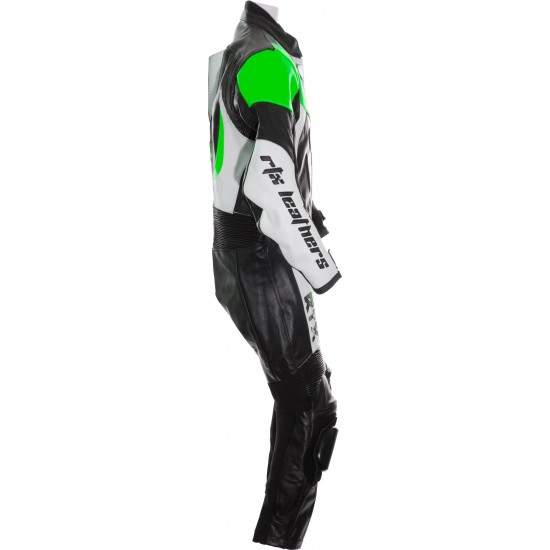 Mini Moto Junior Green Biker Leather Suit