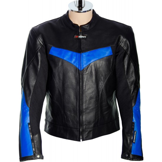 RTX Force One Blue Black Leather Jacket