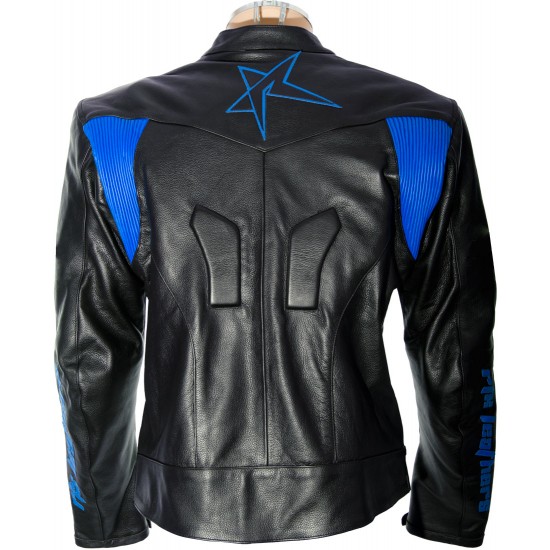 RTX Force One Blue Black Leather Jacket