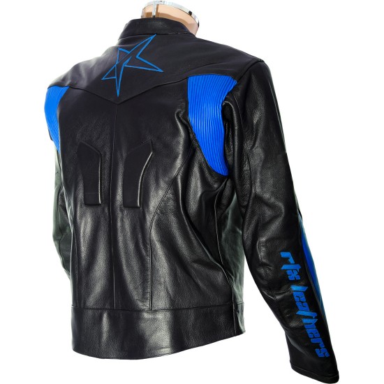 RTX Force One Blue Black Leather Jacket