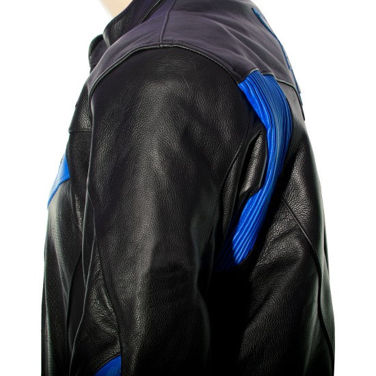 RTX Force One Blue Black Leather Jacket