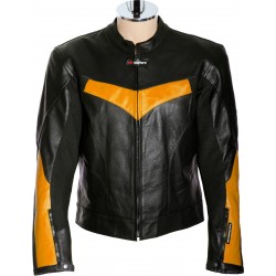 RTX Force One Orange Black Leather Jacket