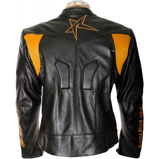 RTX Force One Orange Black Leather Jacket