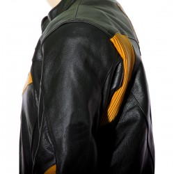 RTX Force One Orange Black Leather Jacket