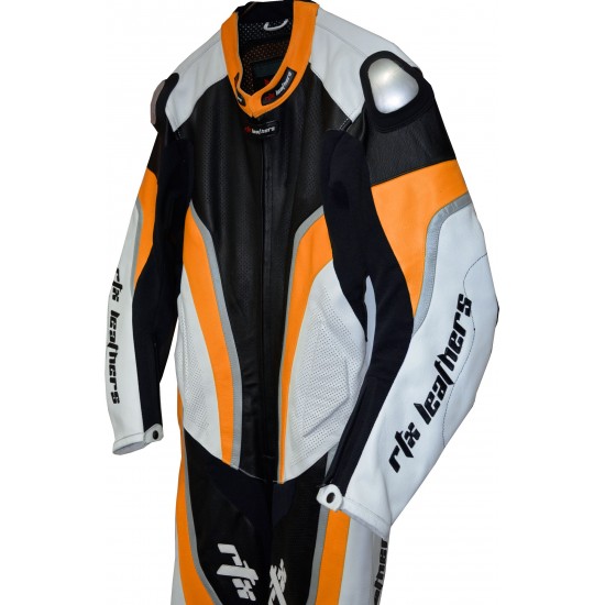 Halo Evo Sports Orange Leather Motorcycle Suit