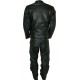 RTX Retro Classic Black Leather Motorcycle 2 Piece Suit