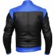 RTX Venom Blue Black Leather Biker Jacket
