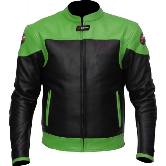 RTX Venom Green Black Leather Biker Jacket