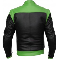 RTX Venom Green Black Leather Biker Jacket