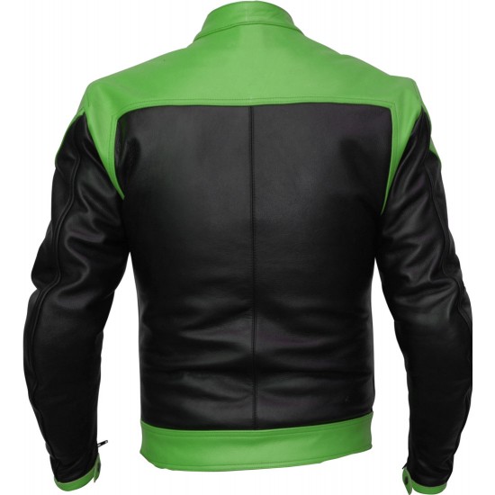 RTX Venom Green Black Leather Biker Jacket