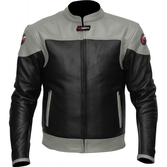 RTX Venom Grey Black Leather Biker Jacket