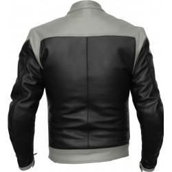 RTX Venom Grey Black Leather Biker Jacket