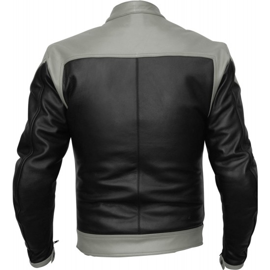 RTX Venom Grey Black Leather Biker Jacket