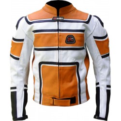 RTX X1 Supersport Touring Orange Leather Biker Jacket