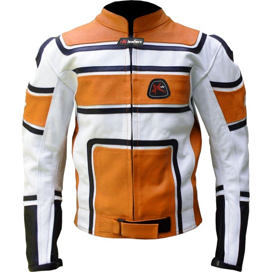 RTX X1 Supersport Touring Orange Leather Biker Jacket