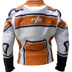 RTX X1 Supersport Touring Orange Leather Biker Jacket